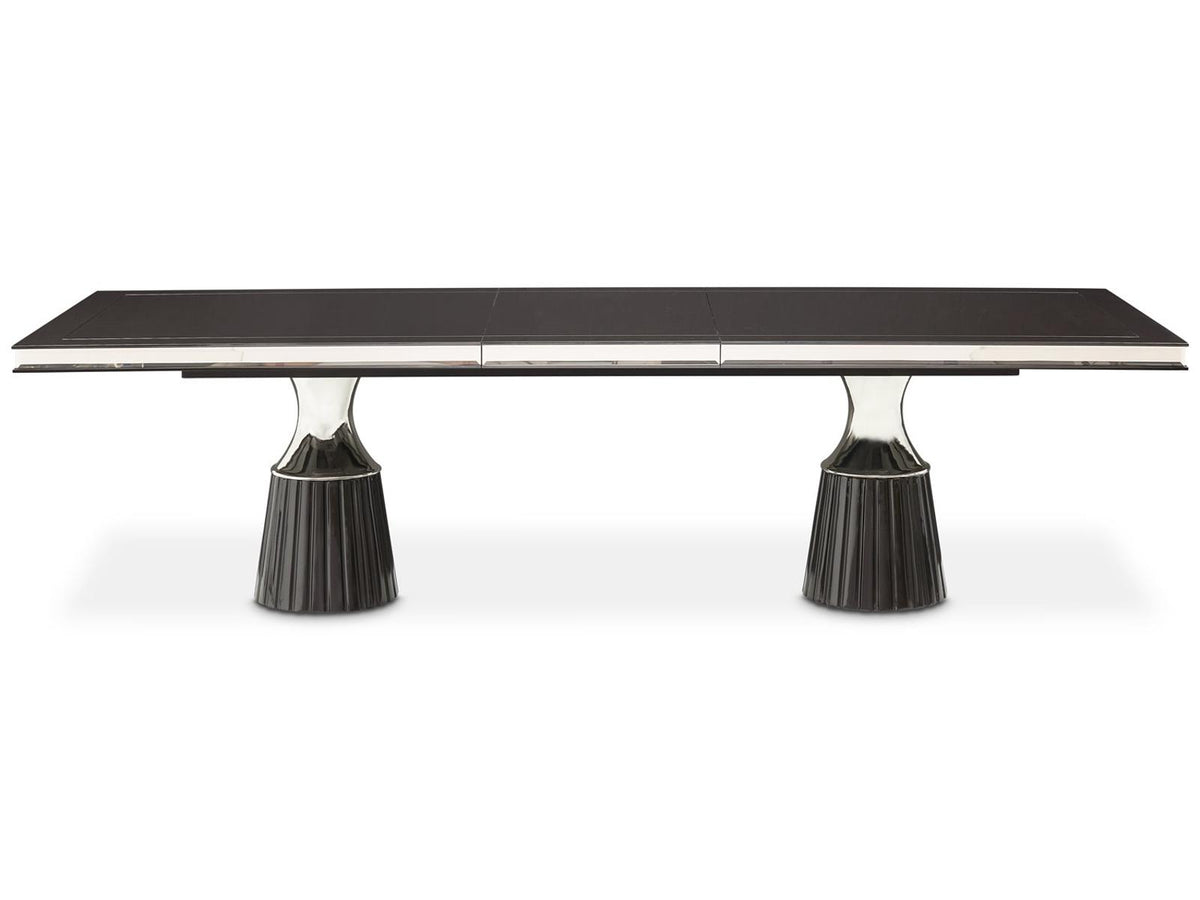 Carmela Rectangular 90 Inch Dining Table in Glossy Charcoal Sand