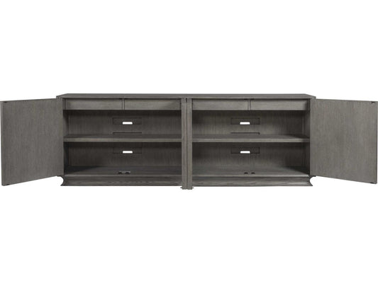 Home Monstuart Long Media Console Buffet in Warm Grey Wire Brushed Oak