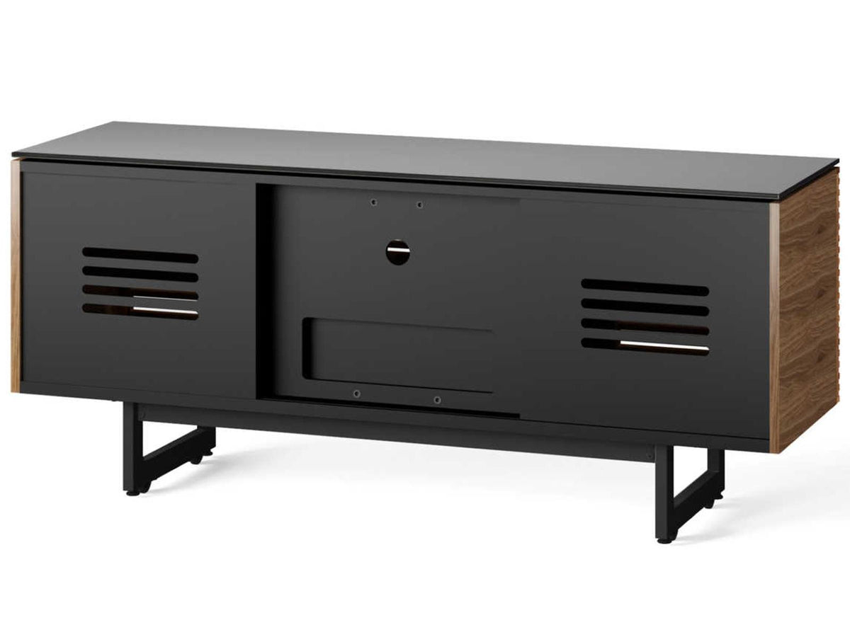 Corridor 65-Inch Media Console in Natural Walnut with Louvered Doors