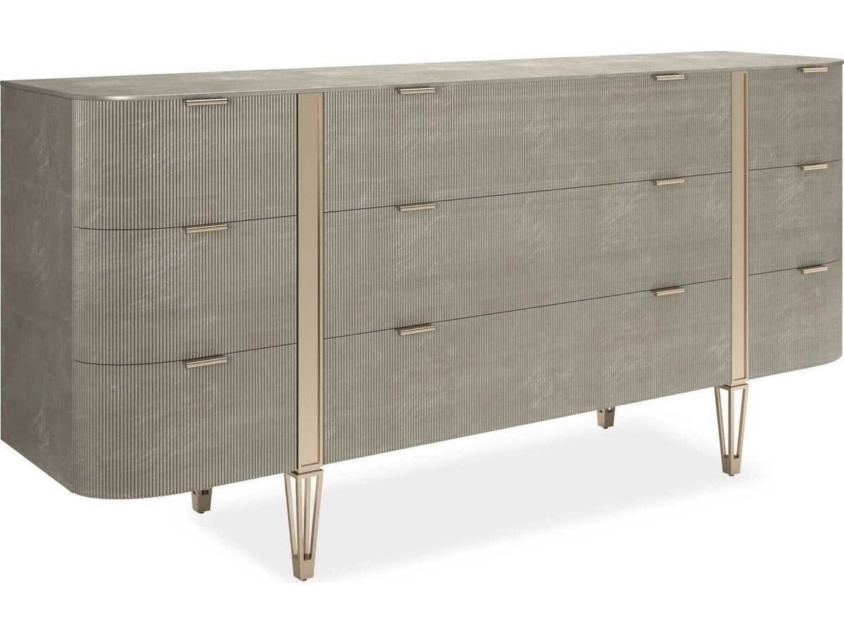 Love At First Sight 9-Drawer Dresser in Oracle Gold and Whisper of Gold