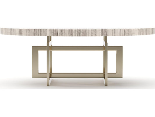 Wish You Were Here Round Coffee Table with Sandstone Top in Whisper of Gold