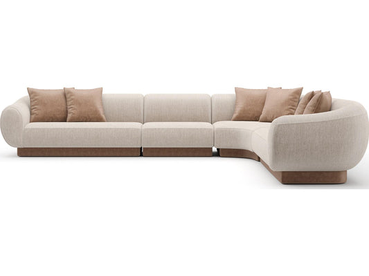 Seta L-Shaped 4-Piece Modular Polyester Blend Sectional in Oatmeal Tan