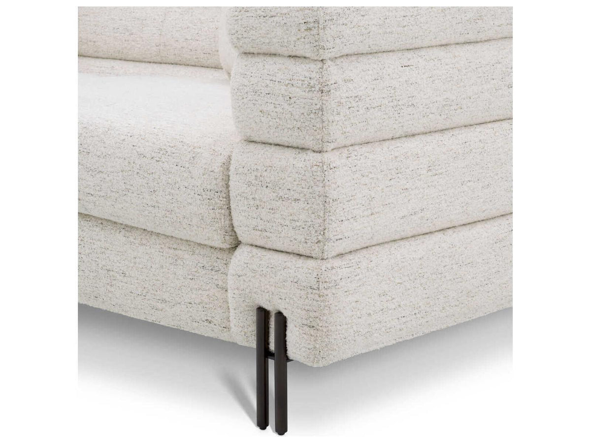 York 3-Seat Upholstered Sofa in Mademoiselle Beige with Brushed Brass Legs