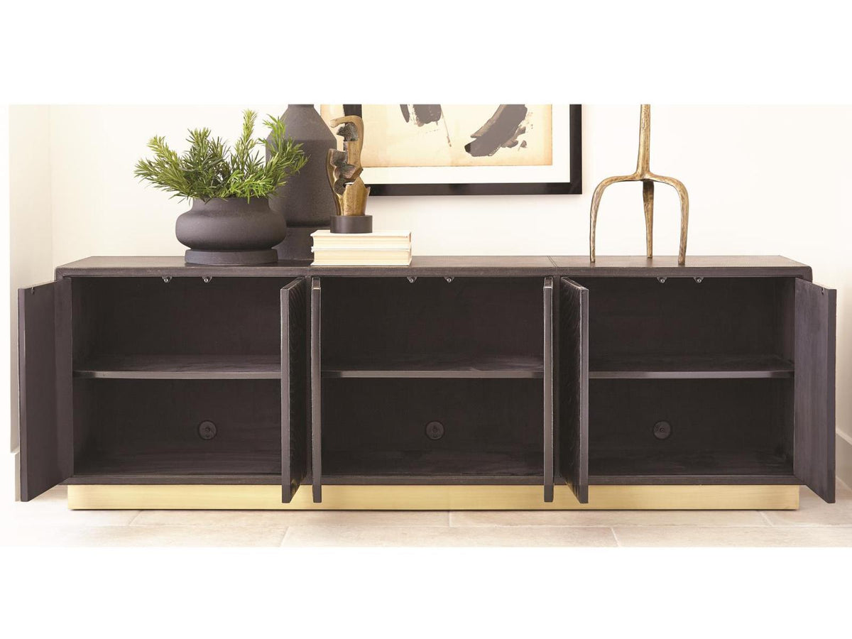 86" Mango Wood Satin Antique Gold Sideboard