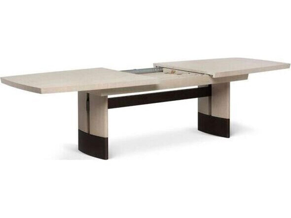 Boynton Rectangular Oak Wood Extendable Dining Table with Classic Bronze Base