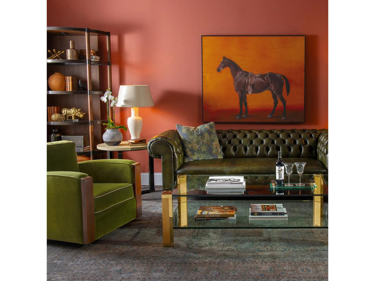 Heath Rectangular Coffee Table in Brass with Tempered Glass