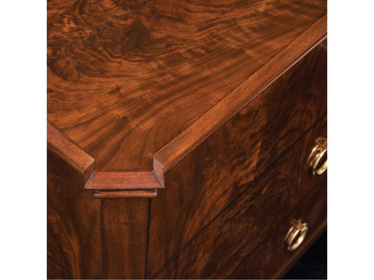 Connery 3-Drawer Walnut Veneer Nightstand with Brass Pulls