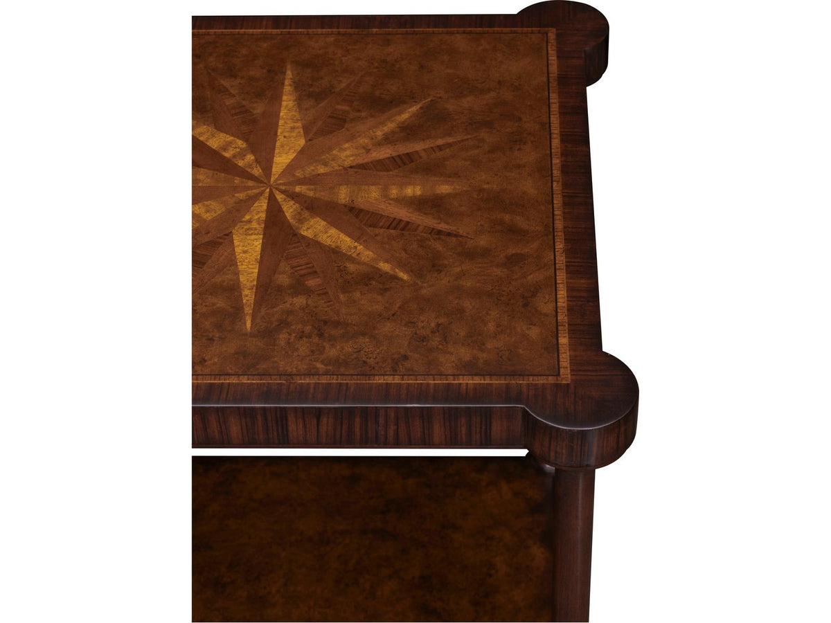 Cameron Square Wood End Table with Inlaid Starburst Top