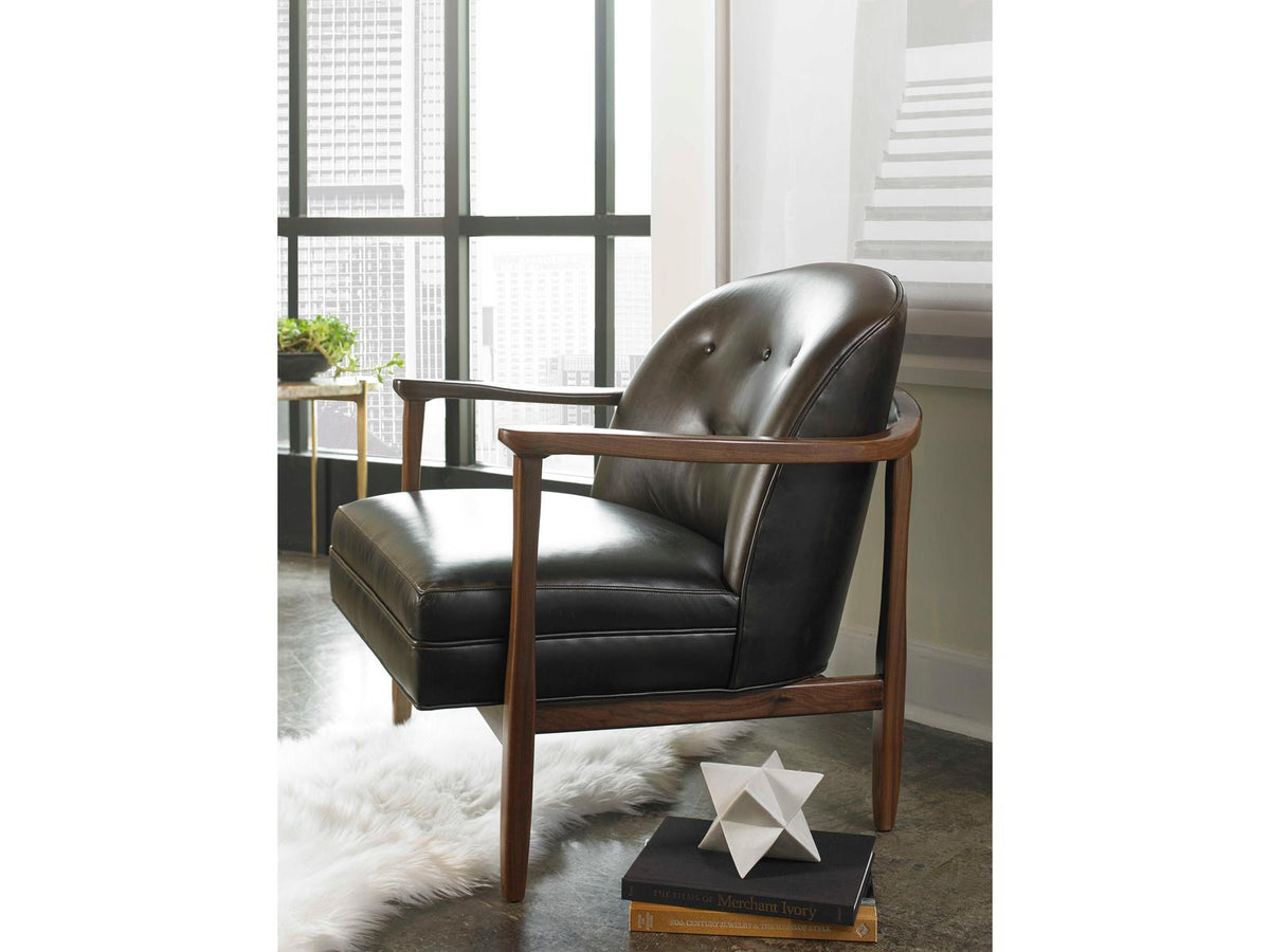 Grayson Leather Accent Chair with Walnut Frame