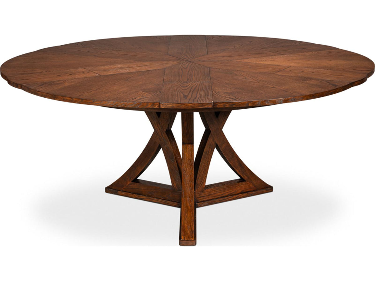 Casual Jupe Round Extendable Dining Table in Dark Walnut