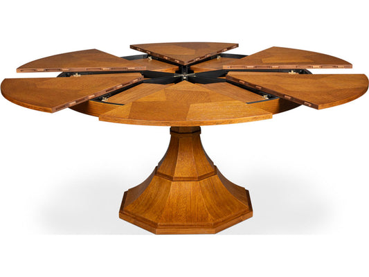 Giselle 55-Inch Round Jupe Extendable Dining Table in Tobacco Brown