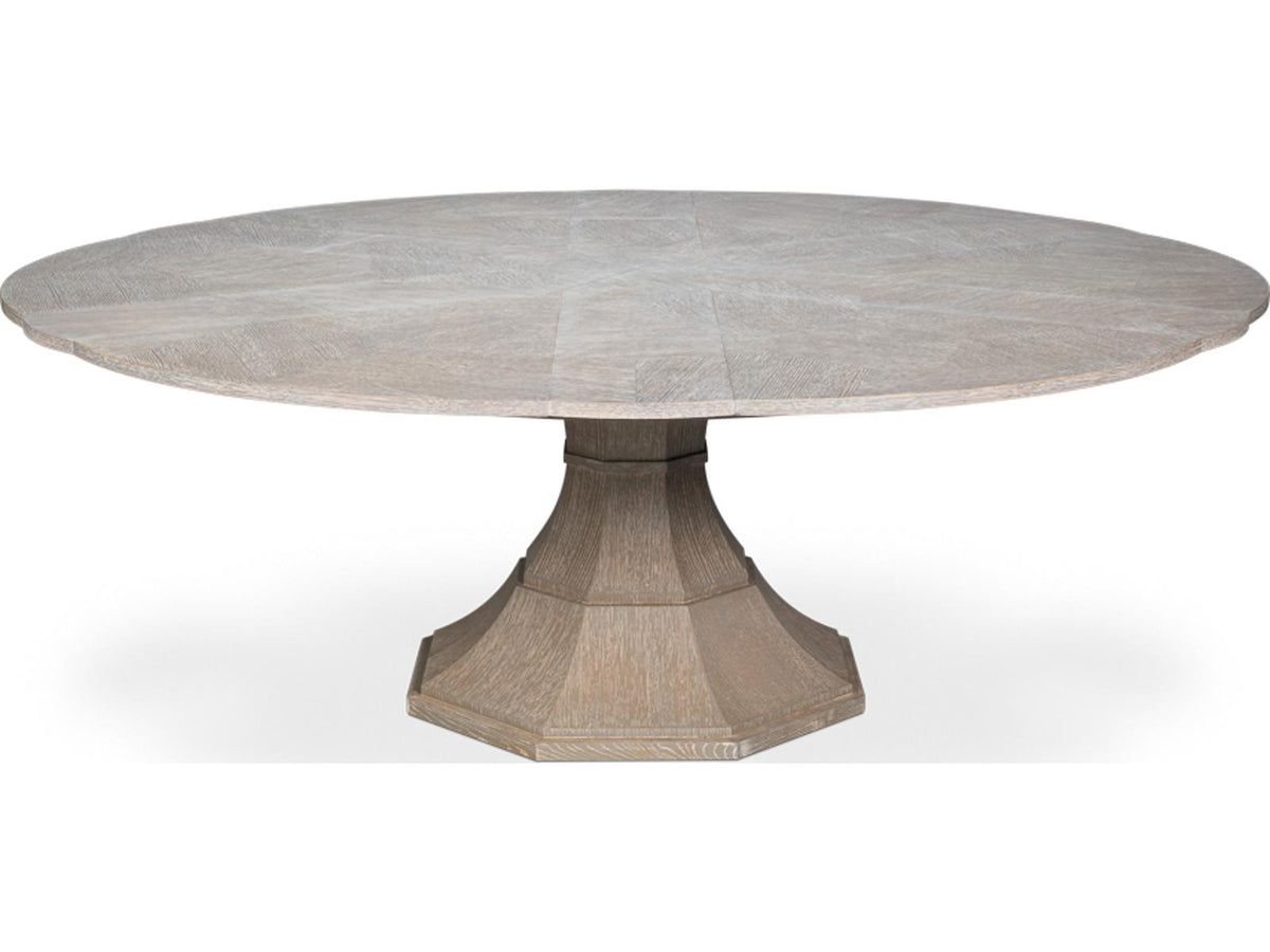 Giselle Round Jupe Extendable Dining Table in Moonskin