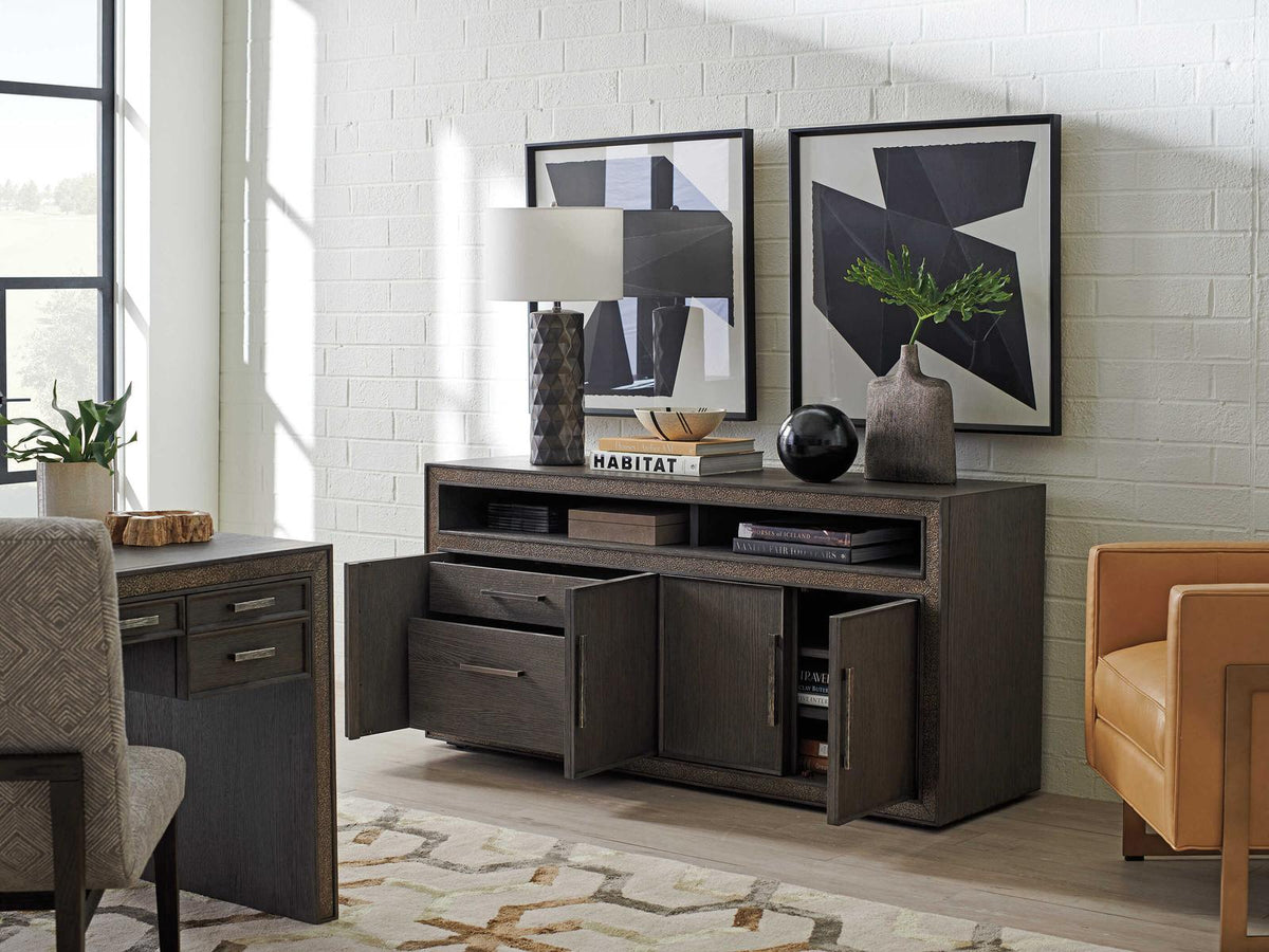 Studio Designs Hampton 66-Inch Oak Wood Media Console in Graphite