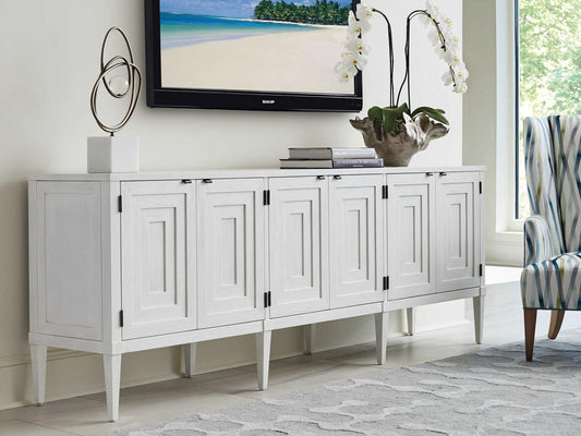 Sanibel 99-Inch Creamy White Media Console with 6 Doors