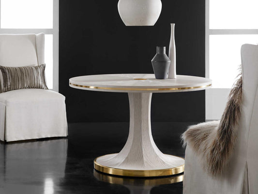 Windward Round 48-Inch Dining Table in White Painted Oak Veneer