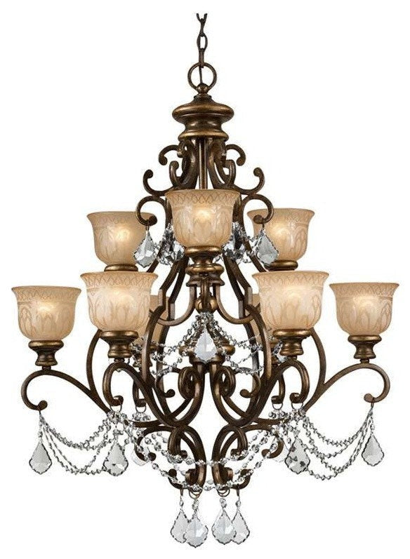 Bronze Umber Wrought Iron & Swarovski Chandelier