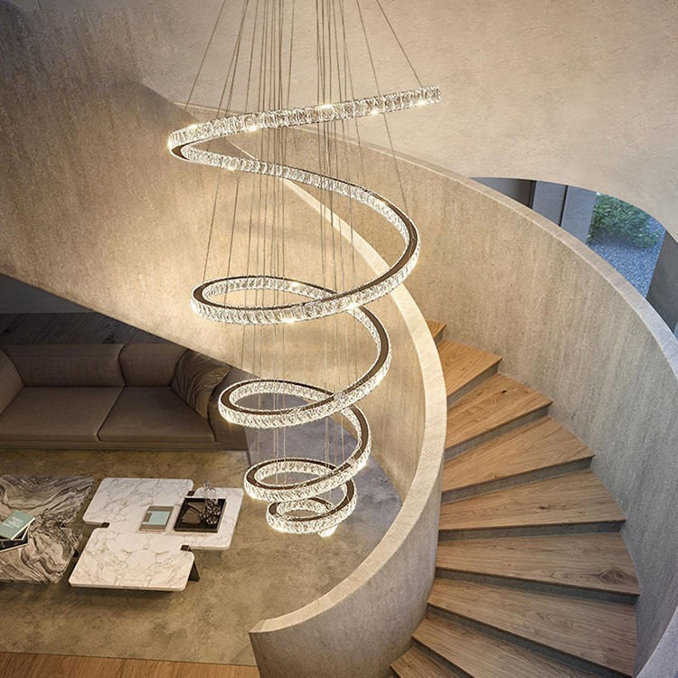 Luxe Spiral LED Column Chandelier