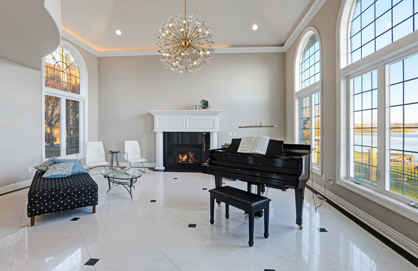 Mid-Century 24-Light Royal-Cut Crystal Iron Chandelier