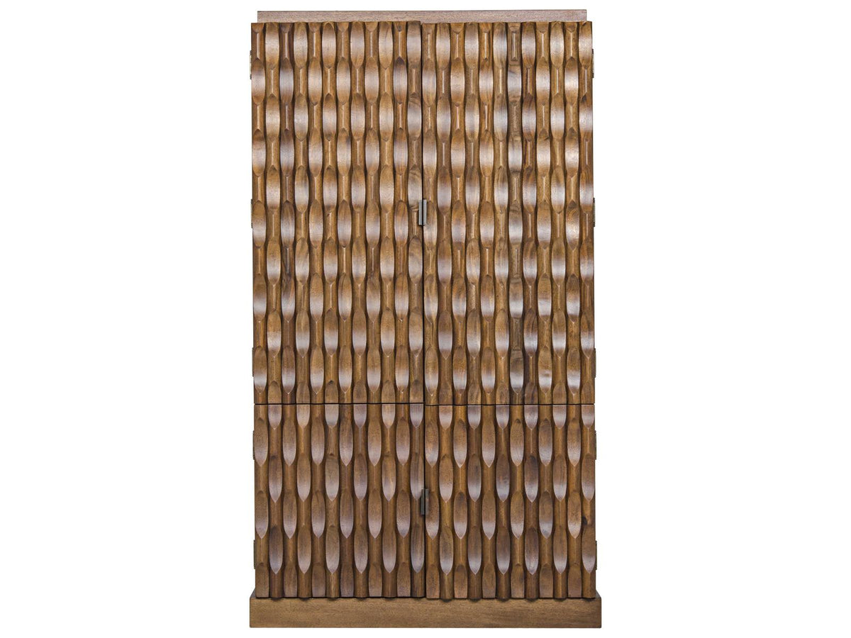 Alameda Dark Walnut Wood Wardrobe Armoire with Hand-Carved Embellishments