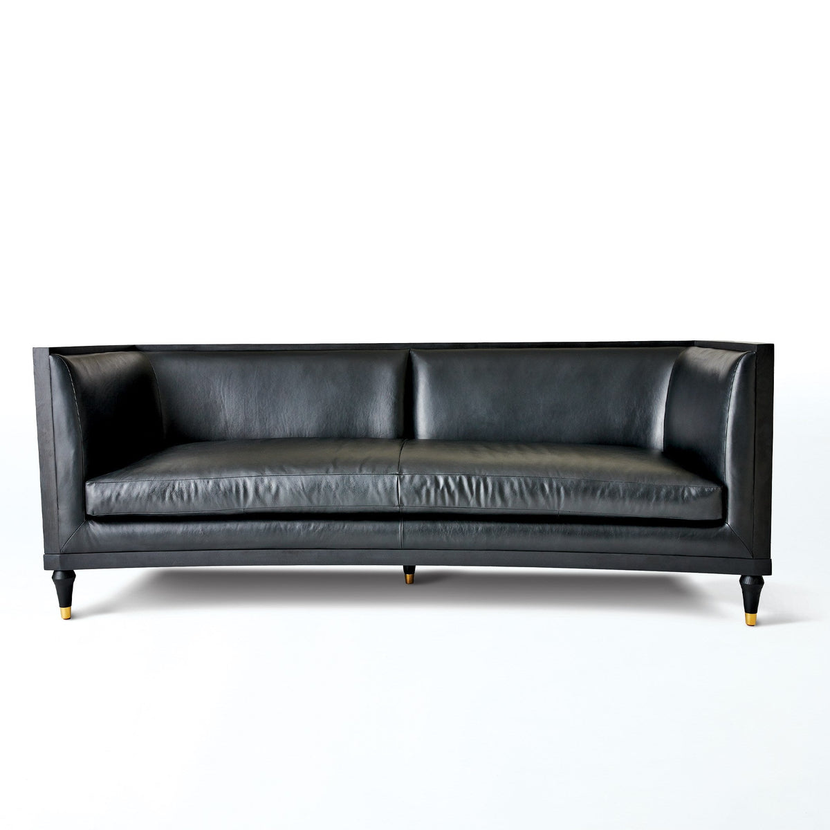 Global Views Black Leather Arc Sofa