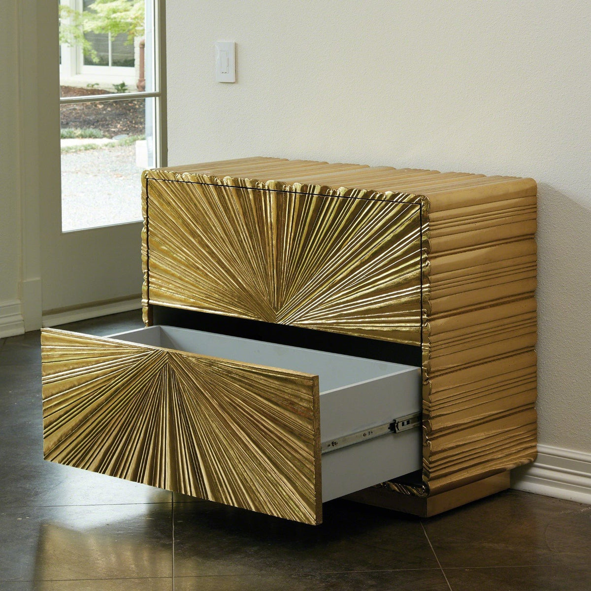 Global Views Linenfold Two Drawer Chest