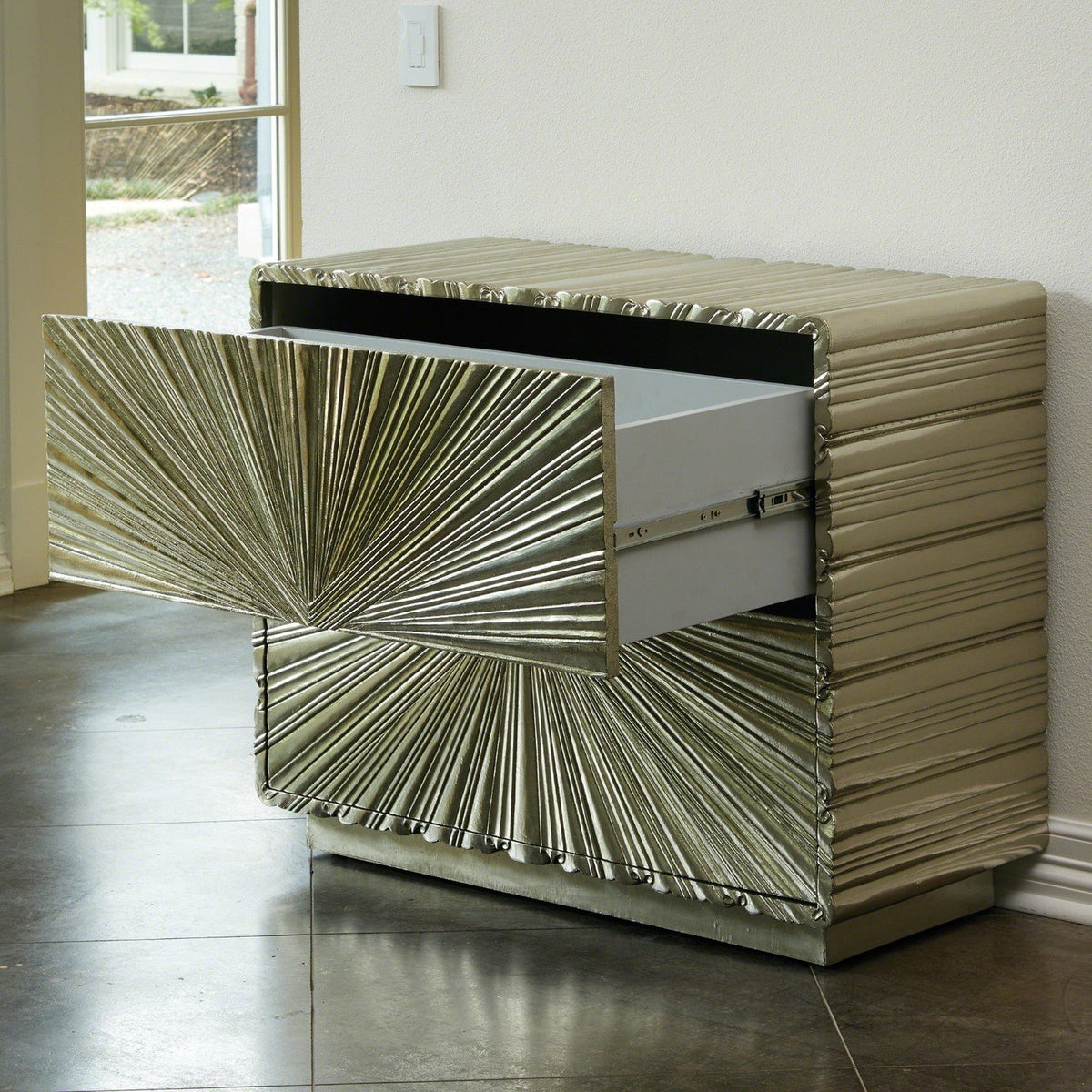 Global Views Linenfold Two Drawer Chest