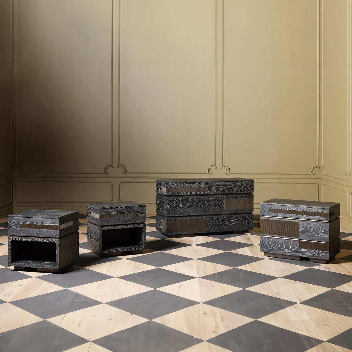 Global Views Brazil Chest-Black Cerused Oak