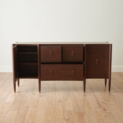 Global Views Triple Curve Cabinet Walnut