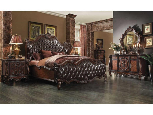 Versailles Cherry Poplar Wood Upholstered Queen Panel Bed