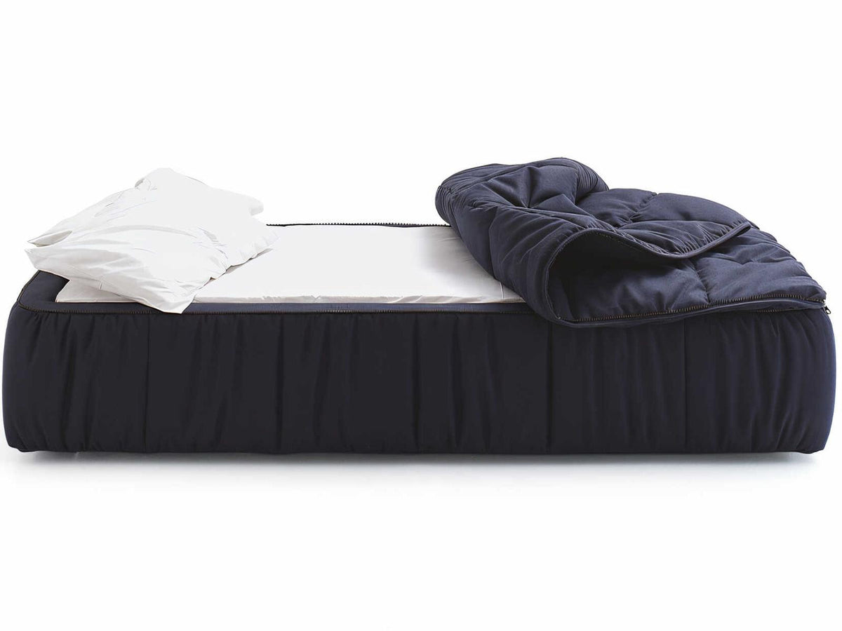 Strips Blue Poplar Wood Upholstered Queen Daybed Bed