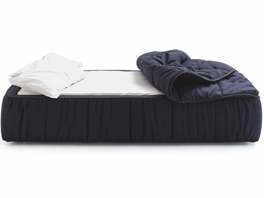 Strips Blue Poplar Wood Upholstered Queen Daybed Bed