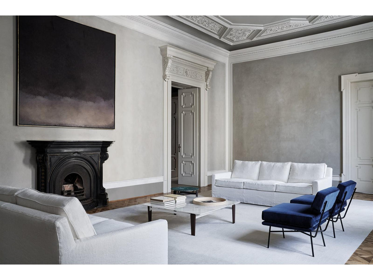 Cousy 3-Seat Fabric Sofa in Grey Alpaca with Anodized Aluminum Legs