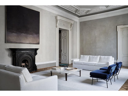 Cousy 3-Seat Fabric Sofa in Grey Alpaca with Anodized Aluminum Legs