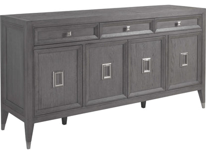 Appellation 66-Inch Gray Wood Buffet with Brushed Nickel Accents