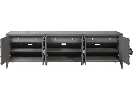 Home Appellation 94-Inch Media Console TV Stand in Brushed Gray Wood