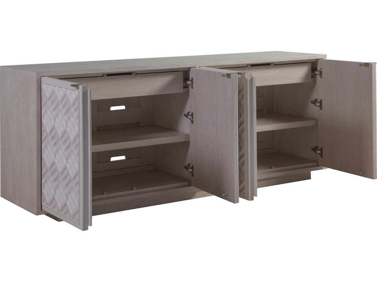 Home Solimar Media Console Table in Cream White Oak