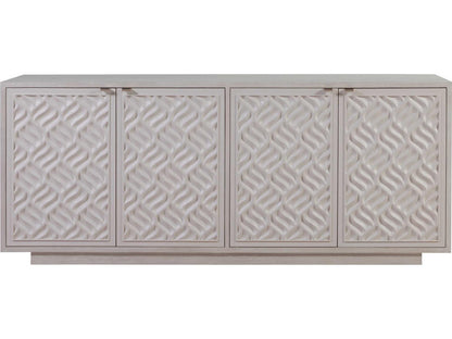 Home Solimar Media Console Table in Cream White Oak