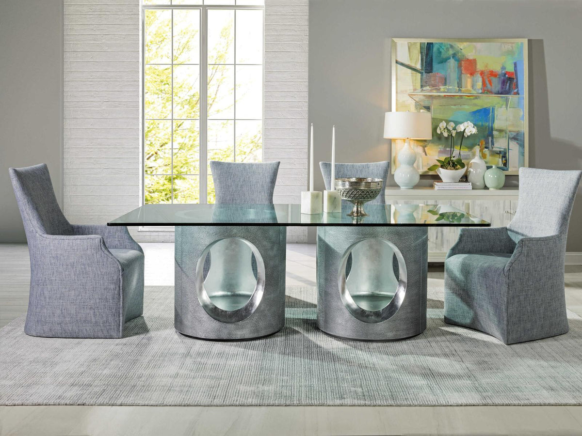Home Signature Designs Circa Rectangular Dining Table in Gray with Silver Leaf Accents