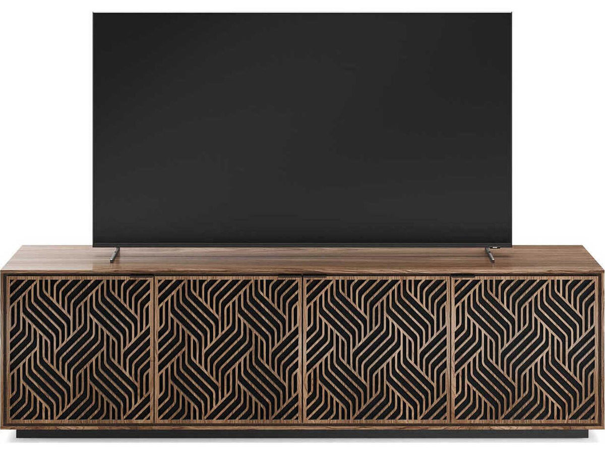 Elements 8703-WE Media Cabinet with Weave Doors in Natural Walnut