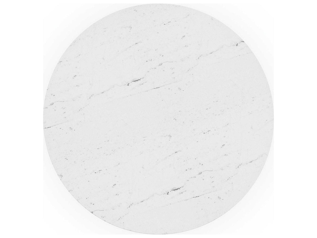 All Natural 60-Inch Round Dining Table with White Marble Top and Rich Walnut Base