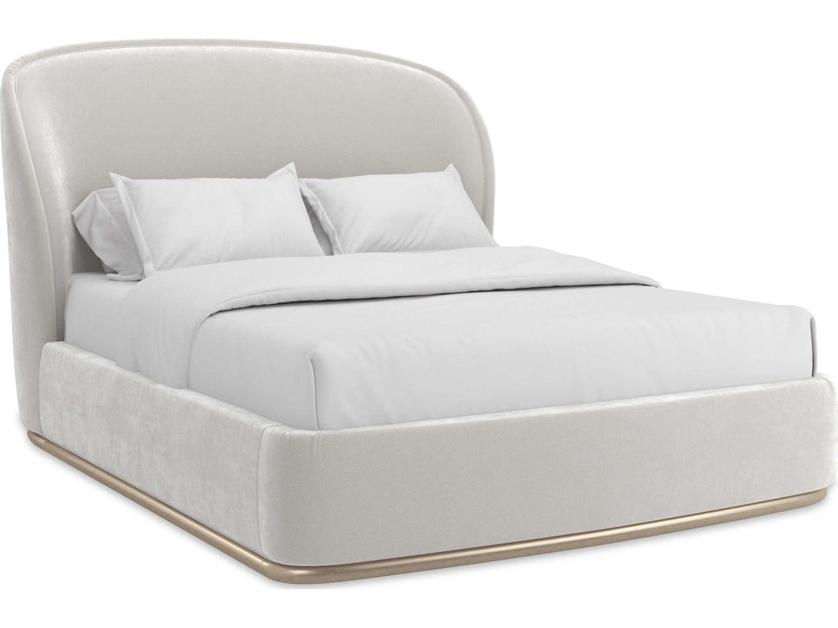 Classic Soft Silver Paint Hardwood Upholstered Queen Platform Bed
