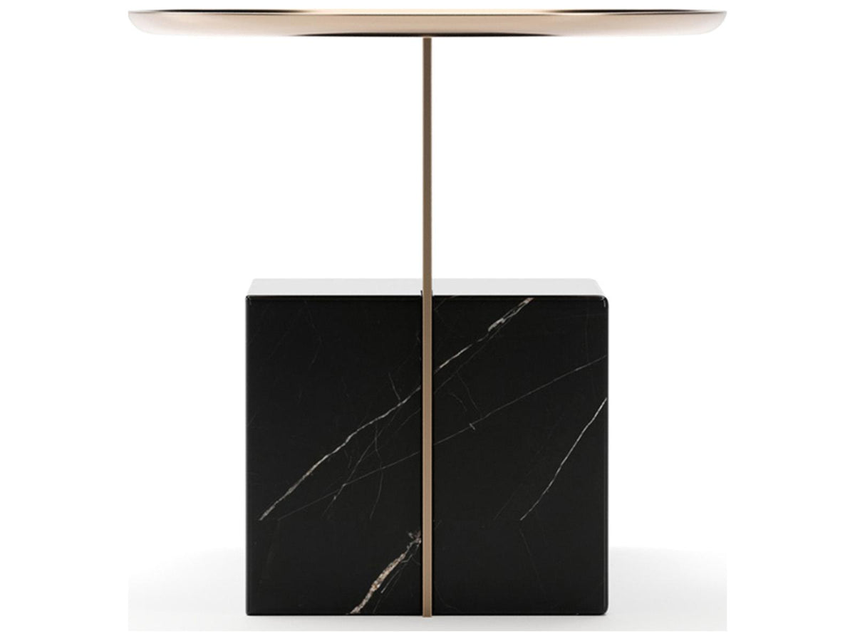 Overlap Nightstand Dark Nero Marquina Stone and Whisper of Gold