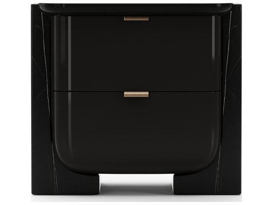 Overlap Small Nightstand Dark in Piano Black and Whisper of Gold