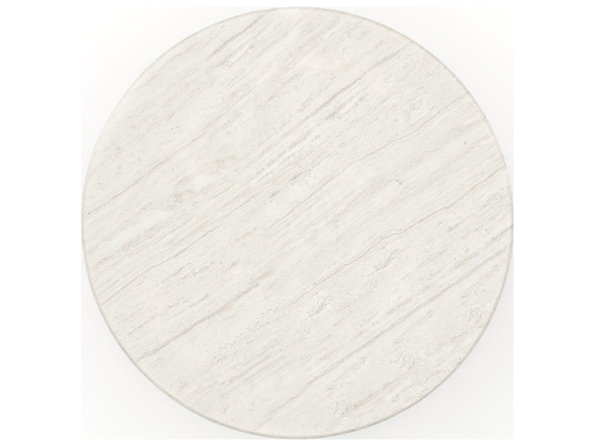 Fleur Round Dining Table in Porcini with Travertine Top