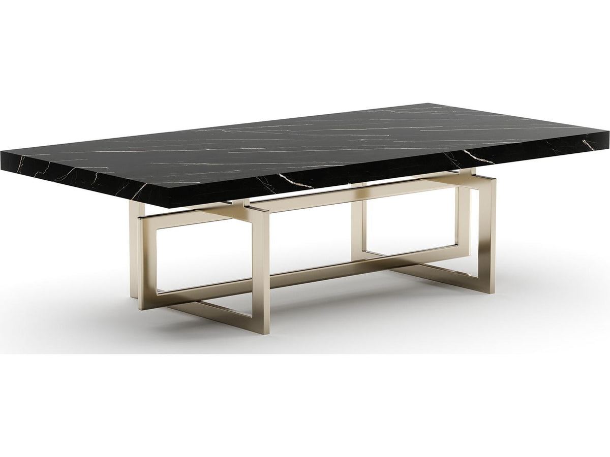 Wish You Were Here Rectangle Coffee Table in Black Marble and Whisper of Gold
