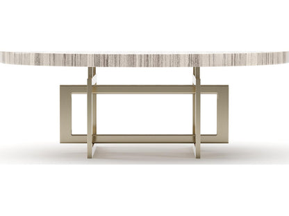Wish You Were Here Round Coffee Table with Sandstone Top in Whisper of Gold