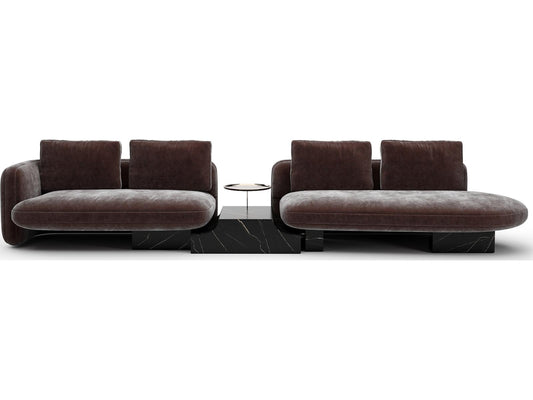 Overlap Right Bumper Sectional in Dark Taupe Fabric