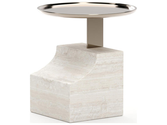 Overlap Round Stone End Table