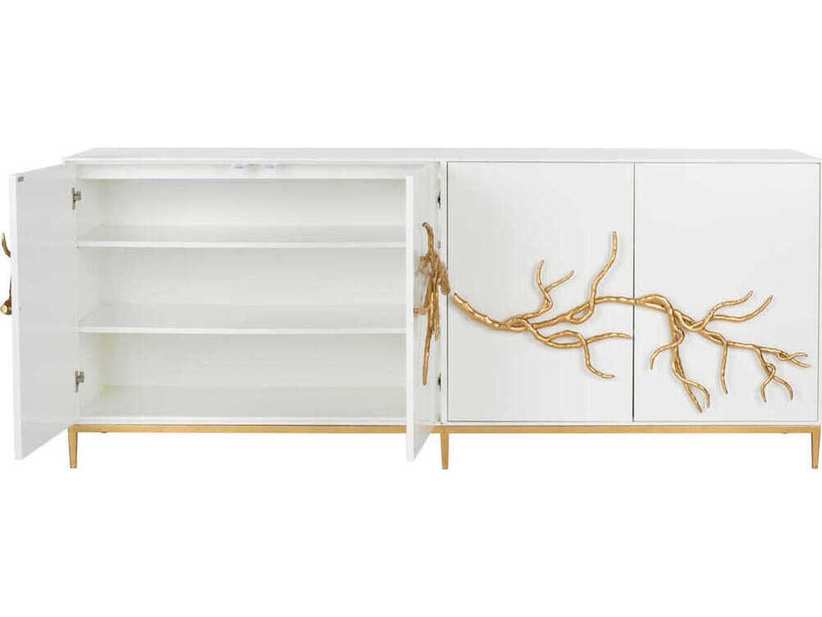 Shayla Copas White Wood Branch Sideboard Gold Accent
