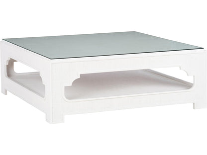 Jamie Merida Square Glass White Cream Coffee Table